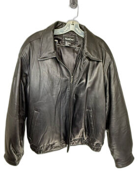 NorthCrest Black Leather Bomber Jacket - Men's Classic Zip